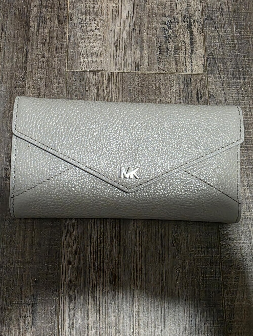 Michael Kors Pebbled Light Gray Envelope Wallet
